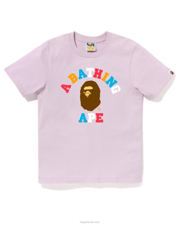 לילך פסטל A Bathing Ape 644LV782 נשים חולצת קולג' בצבעים