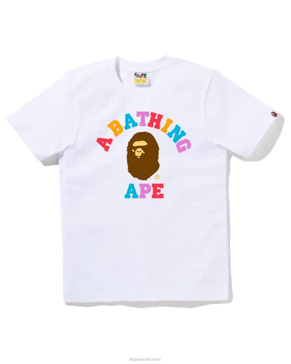 לבן A Bathing Ape 644LV783 נשים חולצת קולג' בצבעים