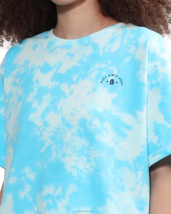 כְּחוֹל A Bathing Ape 644LV791 נשים חולצת לוגו tie-dye