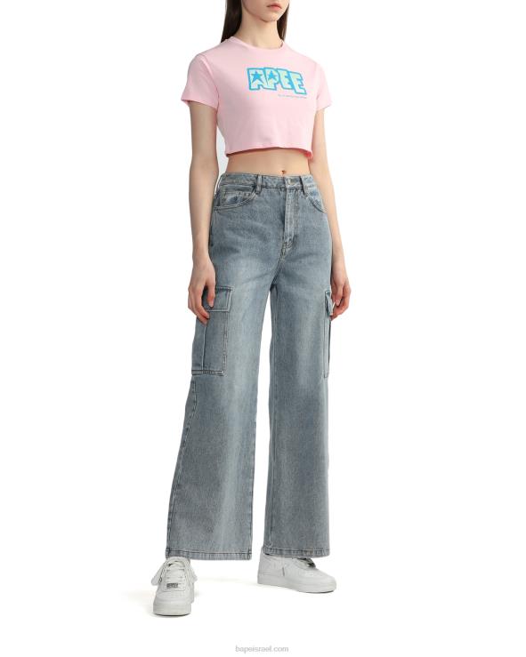 וָרוֹד A Bathing Ape 644LV798 נשים טי קרופ מודפס לוגו