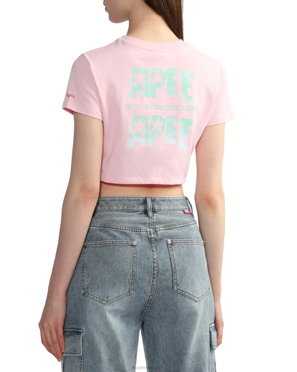 וָרוֹד A Bathing Ape 644LV798 נשים טי קרופ מודפס לוגו