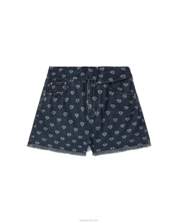 דֵנִים A Bathing Ape 644LV811 נשים מכנסי ג'ינס קצרים בדוגמת ביס