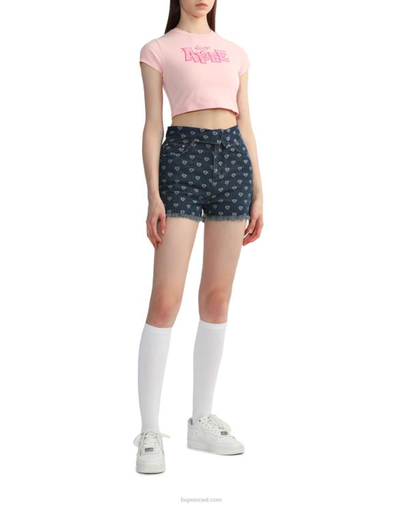 דֵנִים A Bathing Ape 644LV811 נשים מכנסי ג'ינס קצרים בדוגמת ביס