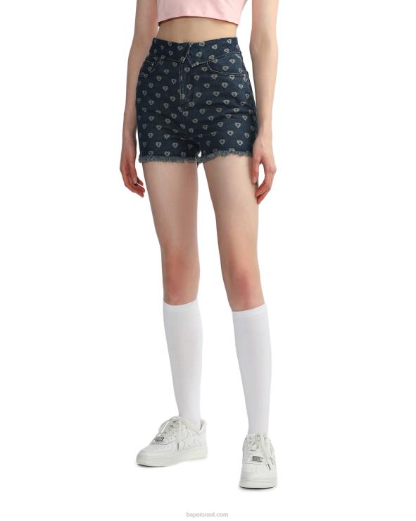 דֵנִים A Bathing Ape 644LV811 נשים מכנסי ג'ינס קצרים בדוגמת ביס