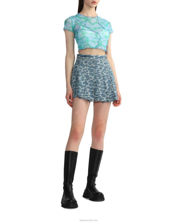 כְּחוֹל A Bathing Ape 644LV818 נשים דפוס רשת קרופ העליון