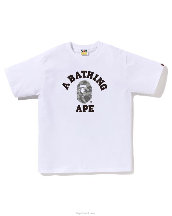 לבן A Bathing Ape 644LV82 גברים חולצת טי קולג' של חלת דבש