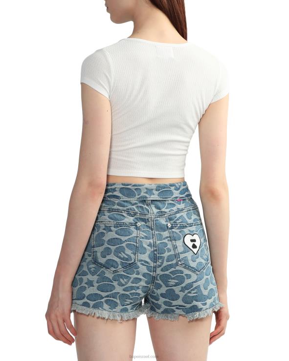 לבן A Bathing Ape 644LV821 נשים קרופ טופ עם צווארון V