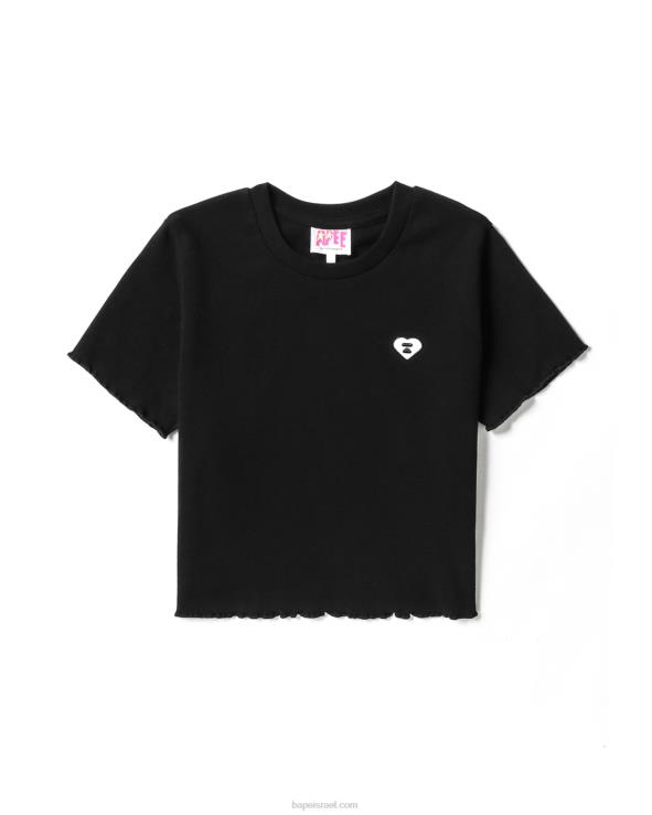 שָׁחוֹר A Bathing Ape 644LV822 נשים עליונית לוגו קצוץ