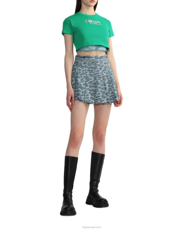 דֵנִים A Bathing Ape 644LV824 נשים חצאית מיני קפלים בדוגמה