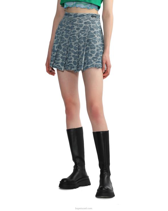 דֵנִים A Bathing Ape 644LV824 נשים חצאית מיני קפלים בדוגמה