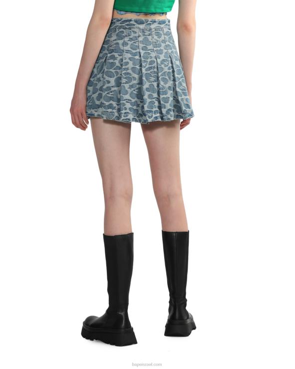 דֵנִים A Bathing Ape 644LV824 נשים חצאית מיני קפלים בדוגמה