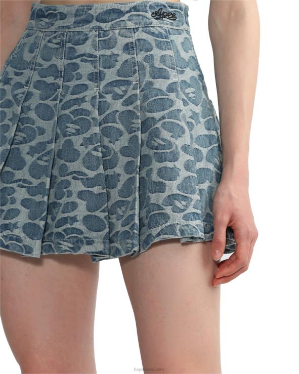 דֵנִים A Bathing Ape 644LV824 נשים חצאית מיני קפלים בדוגמה