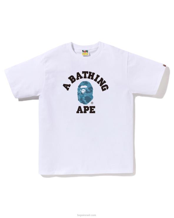 לבן A Bathing Ape 644LV83 גברים חולצת טי קולג' של חלת דבש