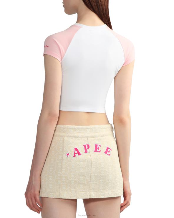 לבן A Bathing Ape 644LV836 נשים חולצה raglan קרופ גרפי