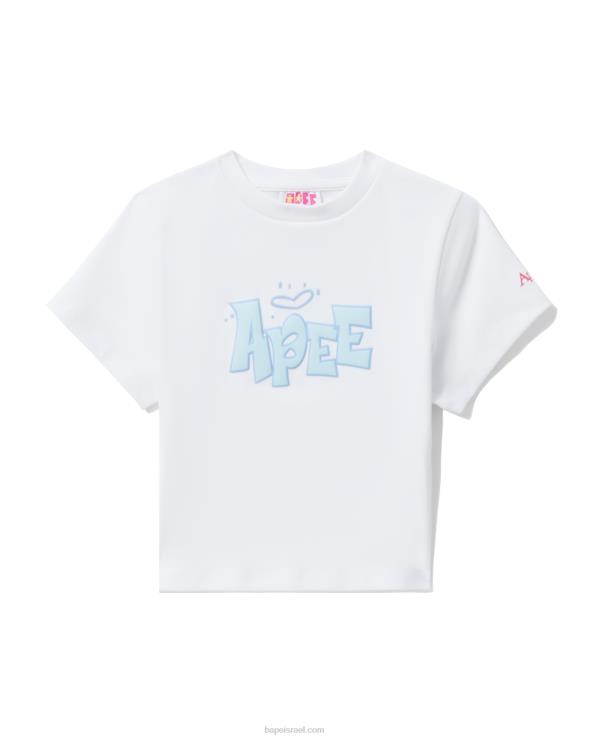 לבן A Bathing Ape 644LV838 נשים חולצה גרפית בגזרה דקה