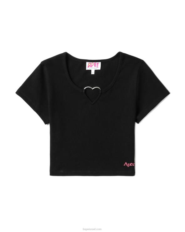 שָׁחוֹר A Bathing Ape 644LV839 נשים טבעת מתכת בצורת לב