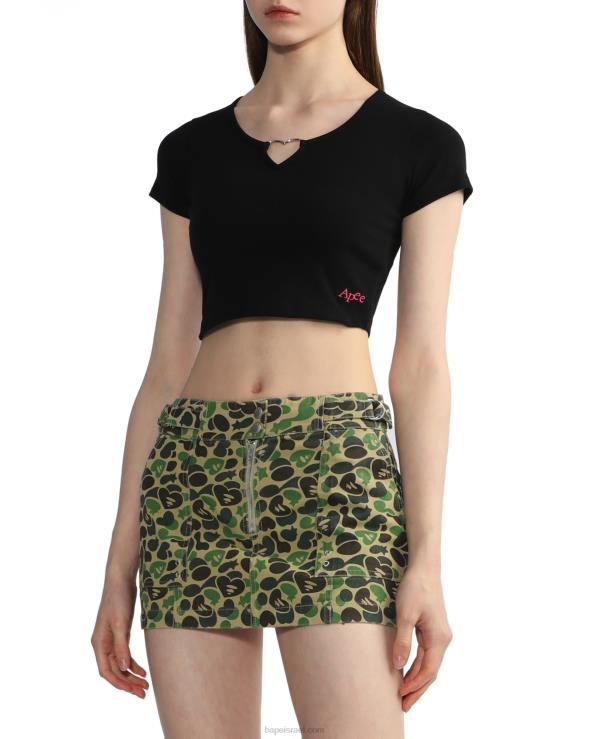 שָׁחוֹר A Bathing Ape 644LV839 נשים טבעת מתכת בצורת לב
