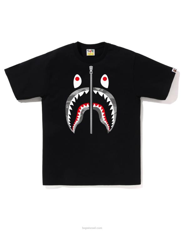 שָׁחוֹר A Bathing Ape 644LV84 גברים טי כריש כריש חלת דבש