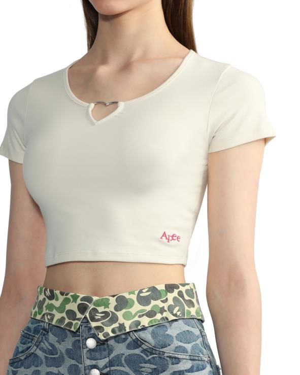 צבע שמנת A Bathing Ape 644LV840 נשים טבעת מתכת בצורת לב
