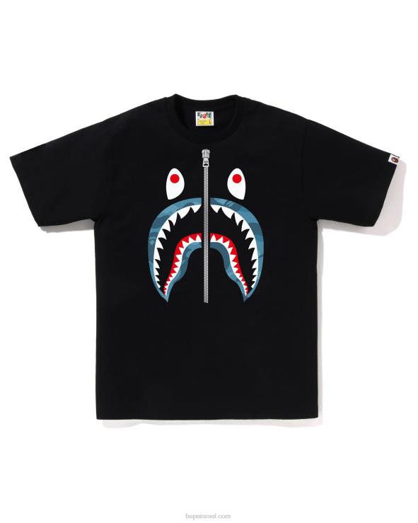 שָׁחוֹר A Bathing Ape 644LV85 גברים טי כריש כריש חלת דבש