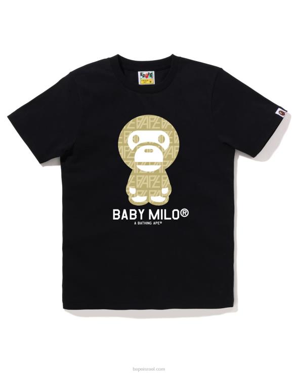 שָׁחוֹר A Bathing Ape 644LV852 נשים חולצה מונוגרמית לתינוק מילו