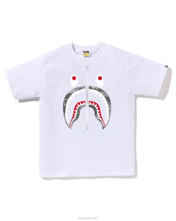 לבן A Bathing Ape 644LV86 גברים טי כריש כריש חלת דבש