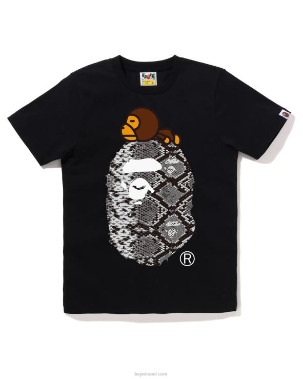 שָׁחוֹר A Bathing Ape 644LV877 נשים נחש מילו על טי גדול
