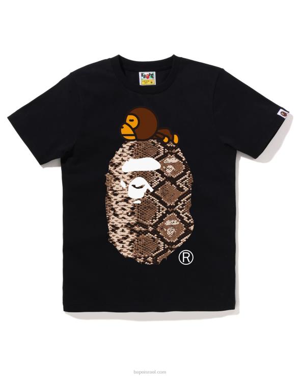 שָׁחוֹר A Bathing Ape 644LV878 נשים נחש מילו על טי גדול