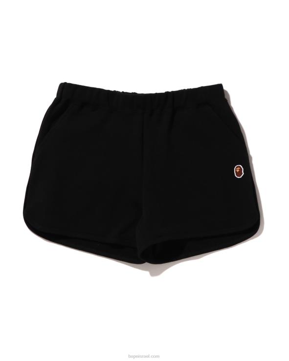 שָׁחוֹר A Bathing Ape 644LV893 נשים מכנסי זיעה קצרים נקודה אחת