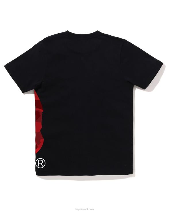 שָׁחוֹר A Bathing Ape 644LV896 נשים צבע צד קמו טי טי ראש גדול