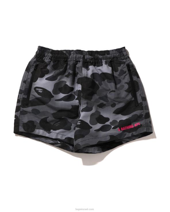 שָׁחוֹר A Bathing Ape 644LV899 נשים מכנסי קמו קצרים ברשת