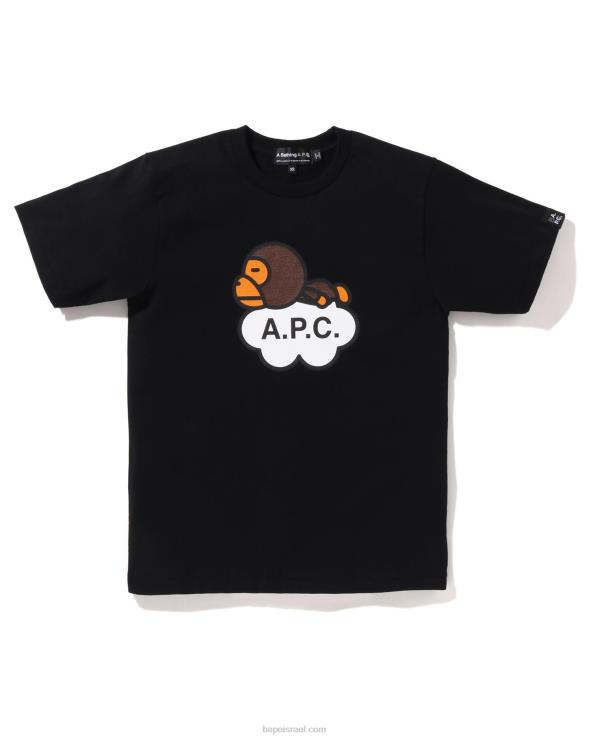 שָׁחוֹר A Bathing Ape 644LV902 נשים x a.p.c. טי רחב מילו