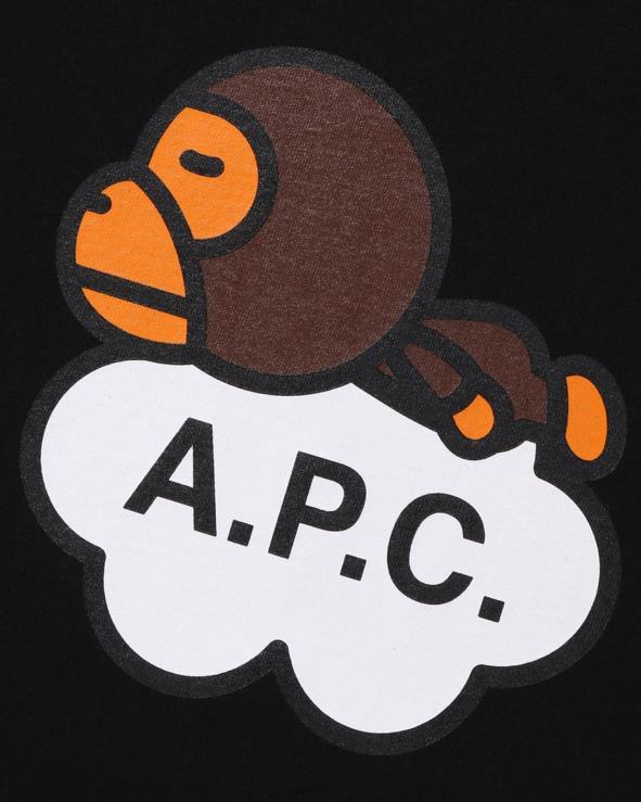 שָׁחוֹר A Bathing Ape 644LV902 נשים x a.p.c. טי רחב מילו
