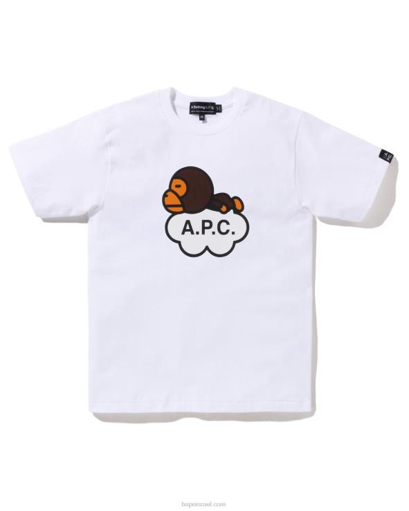לבן A Bathing Ape 644LV904 נשים x a.p.c. טי רחב מילו
