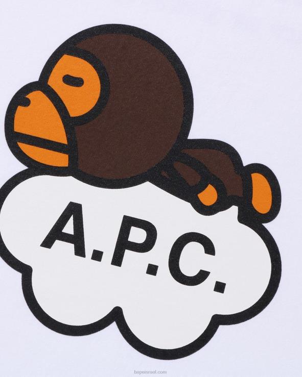 לבן A Bathing Ape 644LV904 נשים x a.p.c. טי רחב מילו