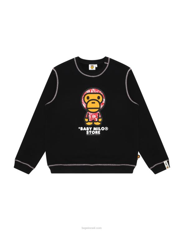שָׁחוֹר A Bathing Ape 644LV905 נשים סווטשירט תינוק עם צווארון צווארון
