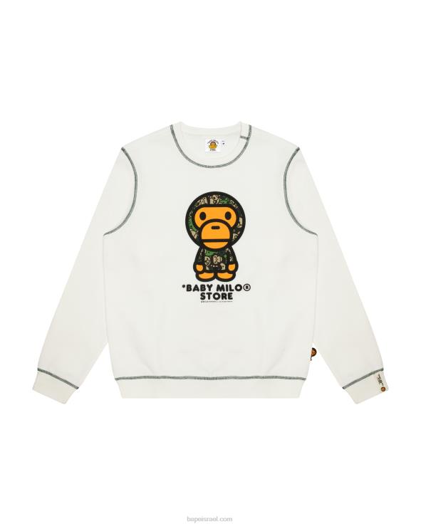 לבן A Bathing Ape 644LV907 נשים סווטשירט תינוק עם צווארון צווארון