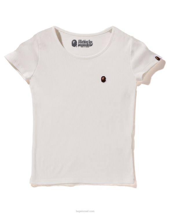 לבן A Bathing Ape 644LV910 נשים ראש צלעות נקודתית אחת