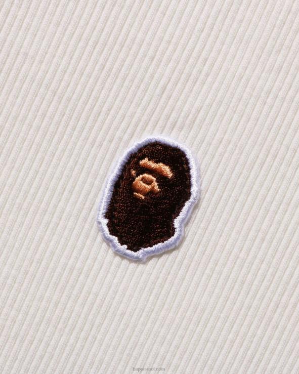 לבן A Bathing Ape 644LV910 נשים ראש צלעות נקודתית אחת