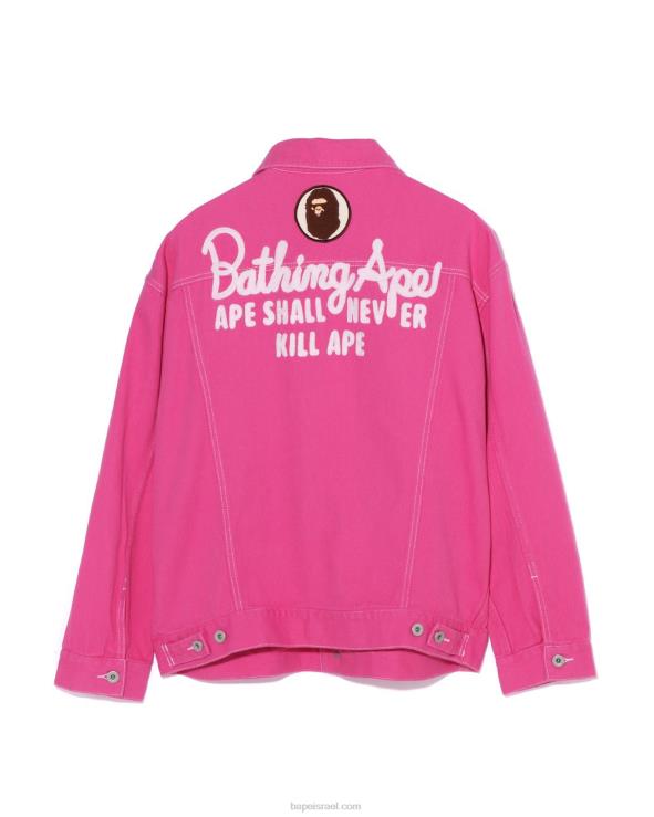 ורד קרמין A Bathing Ape 644LV912 נשים מעיל אריג בצבע אוברסייז אלוף