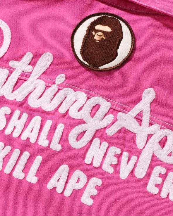 ורד קרמין A Bathing Ape 644LV912 נשים מעיל אריג בצבע אוברסייז אלוף