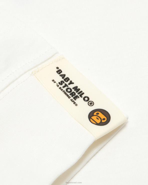 לבן A Bathing Ape 644LV914 נשים חולצה עם שרוול ארוך גרפי בייבי מילו