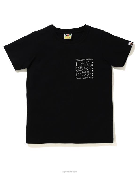 שָׁחוֹר A Bathing Ape 644LV927 נשים טי הדפסת דיו