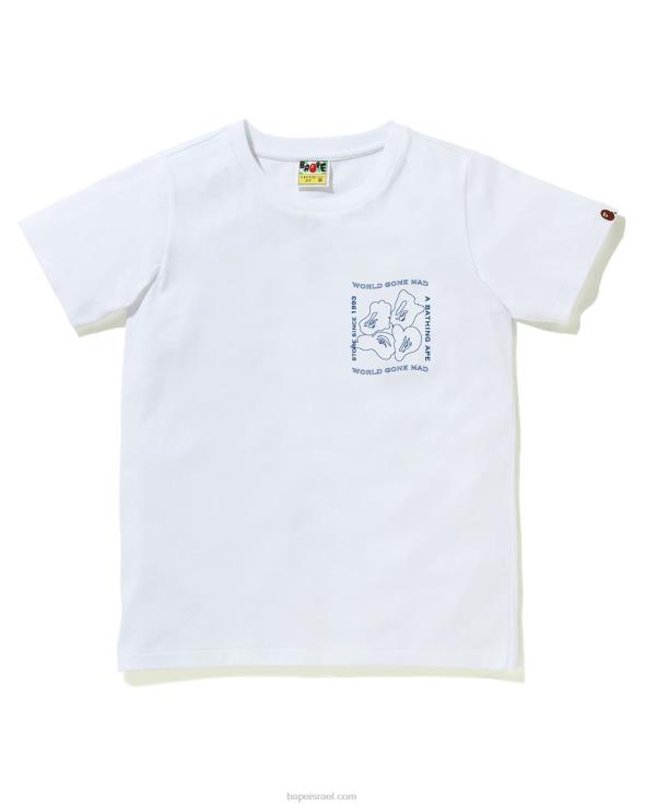 לבן A Bathing Ape 644LV930 נשים טי הדפסת דיו