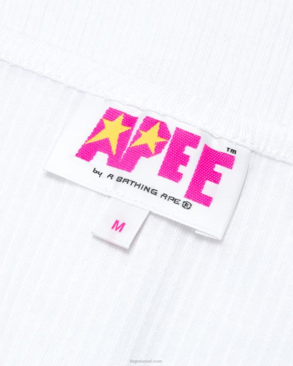 לבן A Bathing Ape 644LV935 נשים שרוך לוגו עליון חתוך