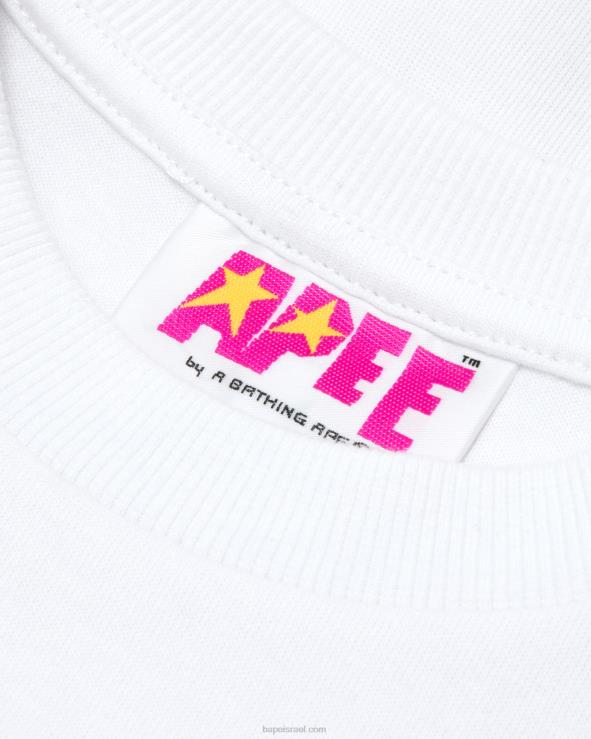לבן A Bathing Ape 644LV945 נשים סווטשירט לוגו קצוץ