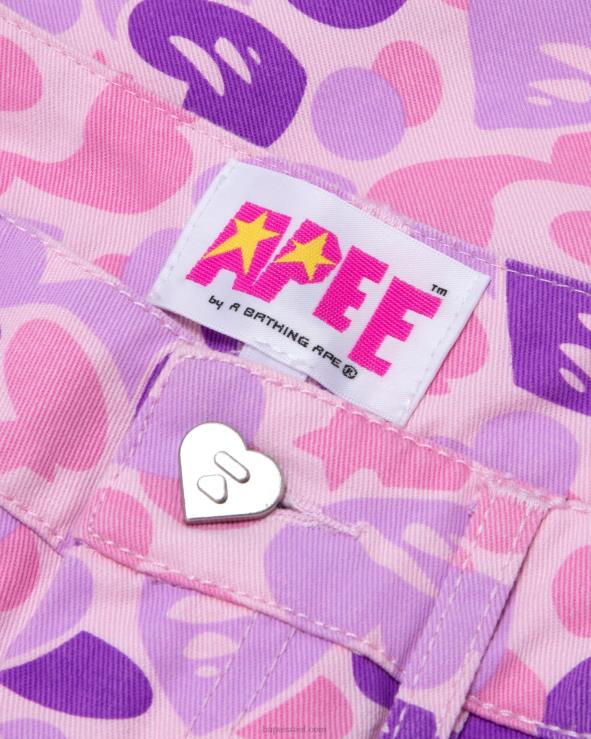 סָגוֹל A Bathing Ape 644LV950 נשים מכנסי מטען מודפסים