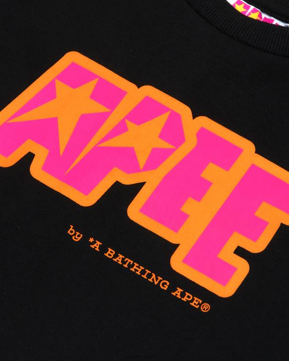 שָׁחוֹר A Bathing Ape 644LV954 נשים טי קצוץ לוגו כפול