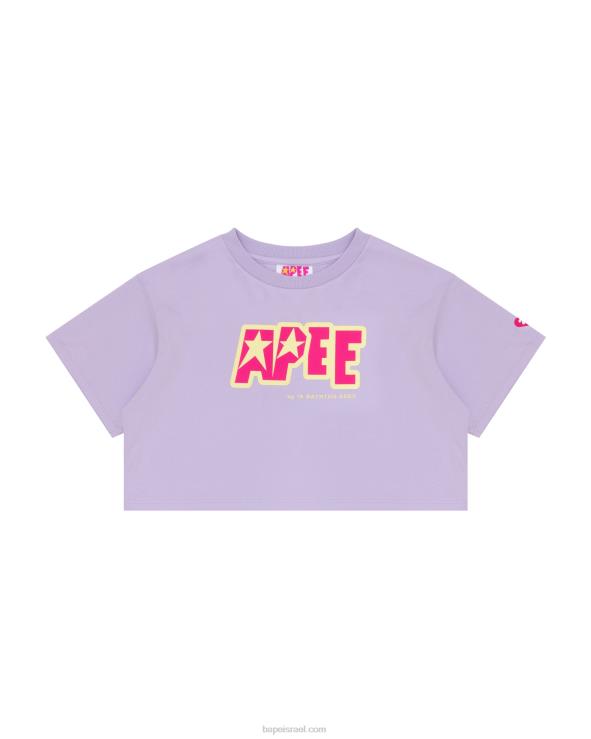 לילך פסטל A Bathing Ape 644LV955 נשים טי קצוץ לוגו כפול