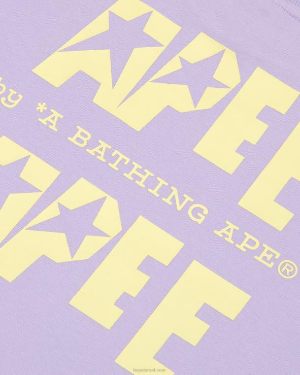 לילך פסטל A Bathing Ape 644LV955 נשים טי קצוץ לוגו כפול